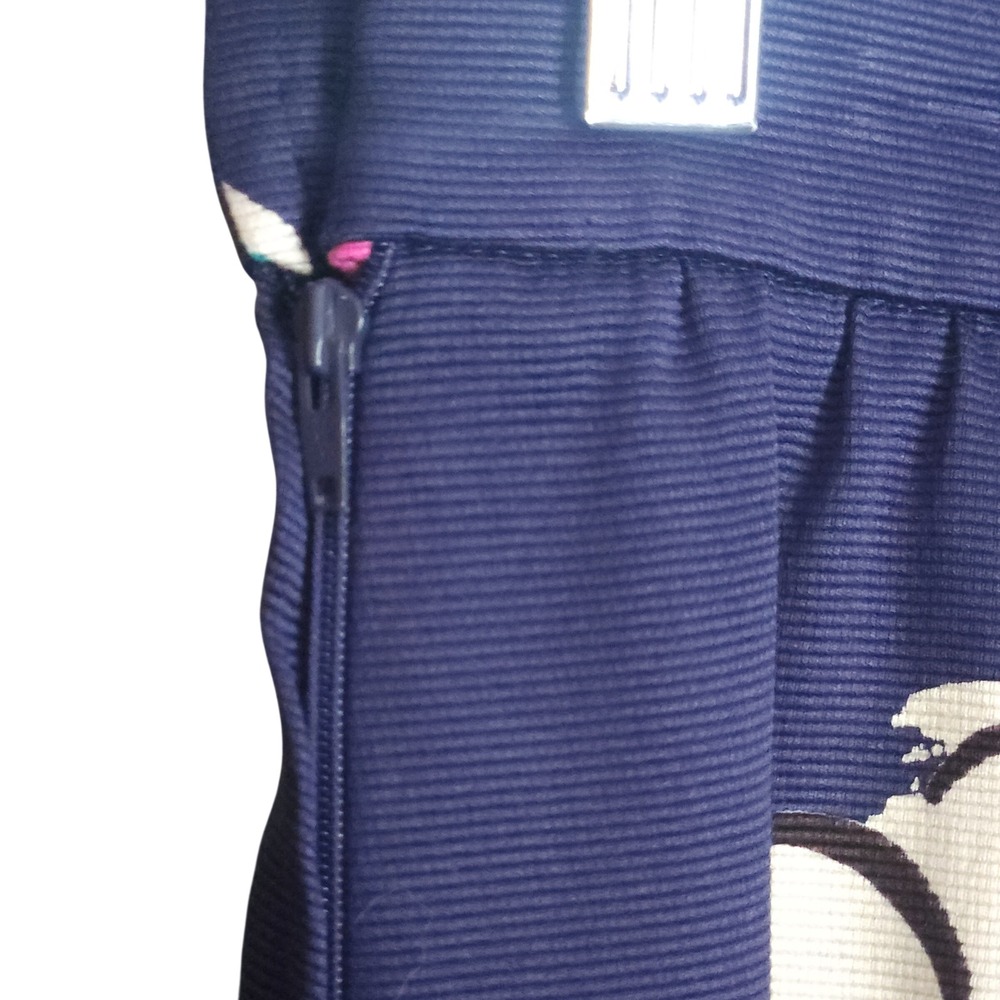 UNGARO Parallèle Paris Pencil Skirt Vintage Size 12 Navy Floral Ribbed $550 - Picture 7 of 10